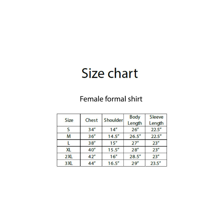 formal female-size chart